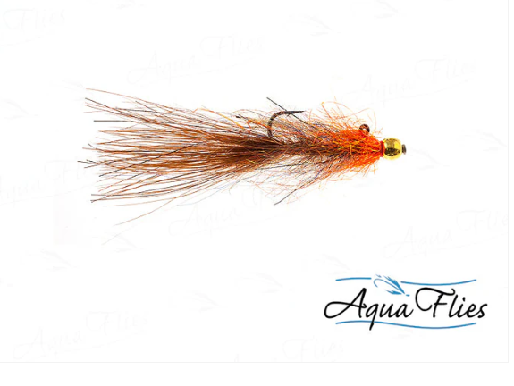 AQUA FLIES BALANCED LEECH  HOT HEAD BROWN