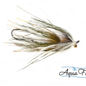 AQUA FLIES Stu's Ostrich Mini-Intruder Olive/White (PB3E)